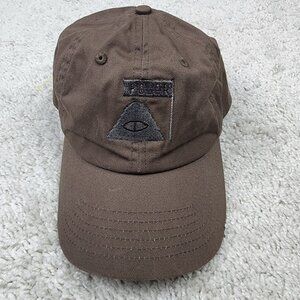 Poler Stuff Camp USA Brown Vintage Snap Back Cap Hat Brown Big Patch Logo USA